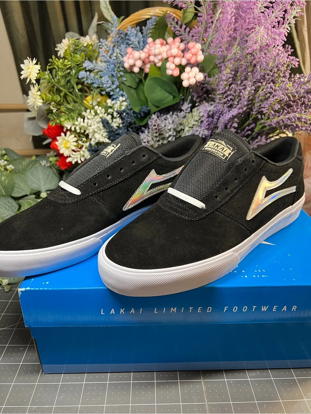 Lakai Manchester Skate Shoes Black Cosmic Suede